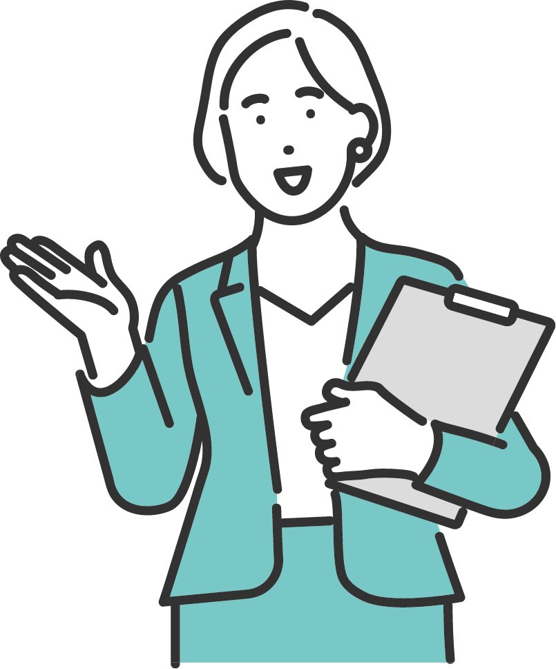 説明している女性のイラスト
